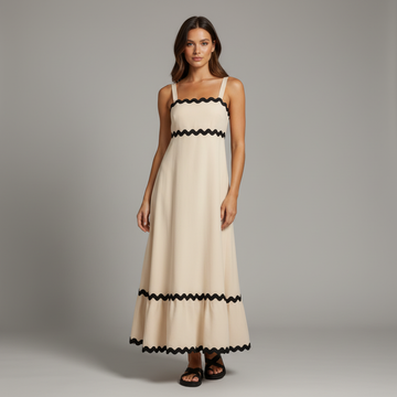 Rochie lungă de vară cu bordură festonată