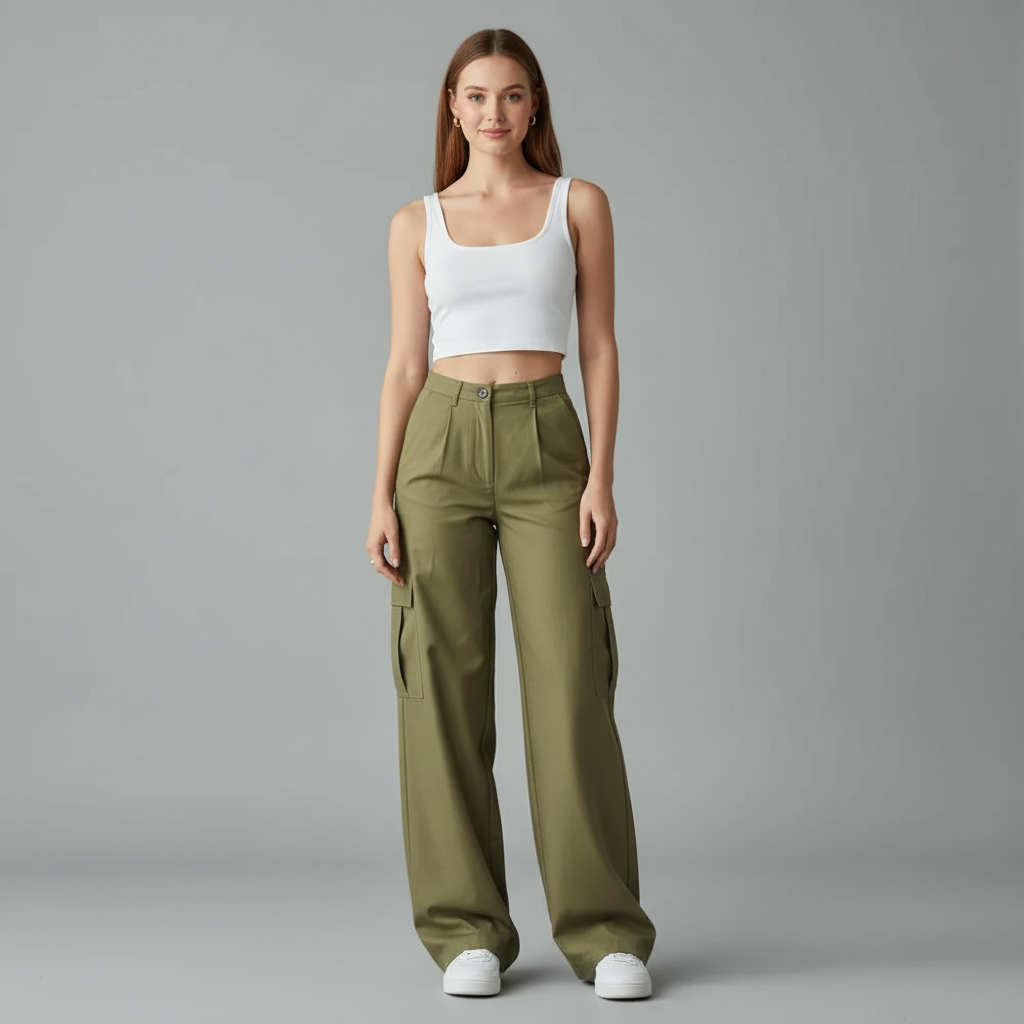 Pantalon cargo coupe droite à poches utilitaires