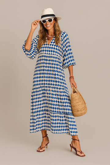 Flowy V-Neck Boho Midi Dress