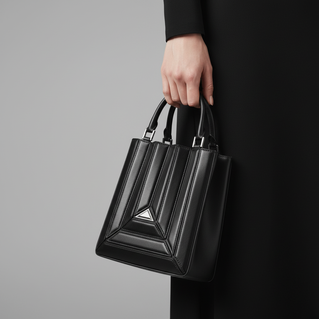 Sac à main à poignée supérieure avec surpiqûres géométriques