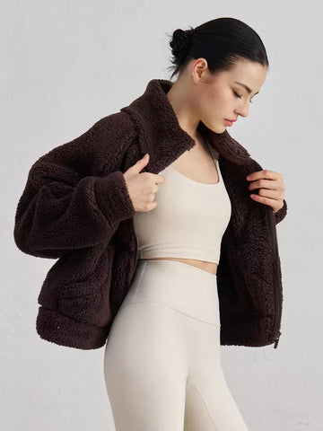 Jachetă cu fermoar Cocoa Fleece