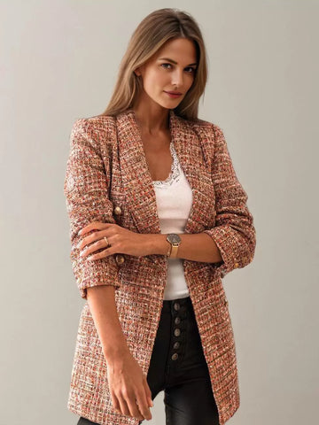 Sacou lung din tweed texturat