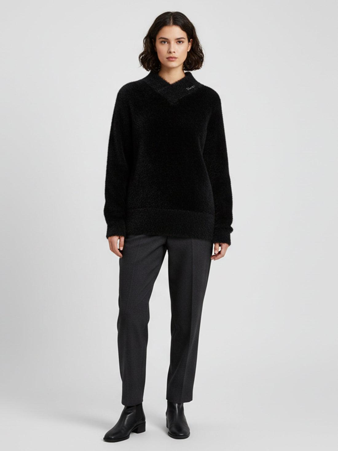 Pulover Nate tricotat, de tip V-neck