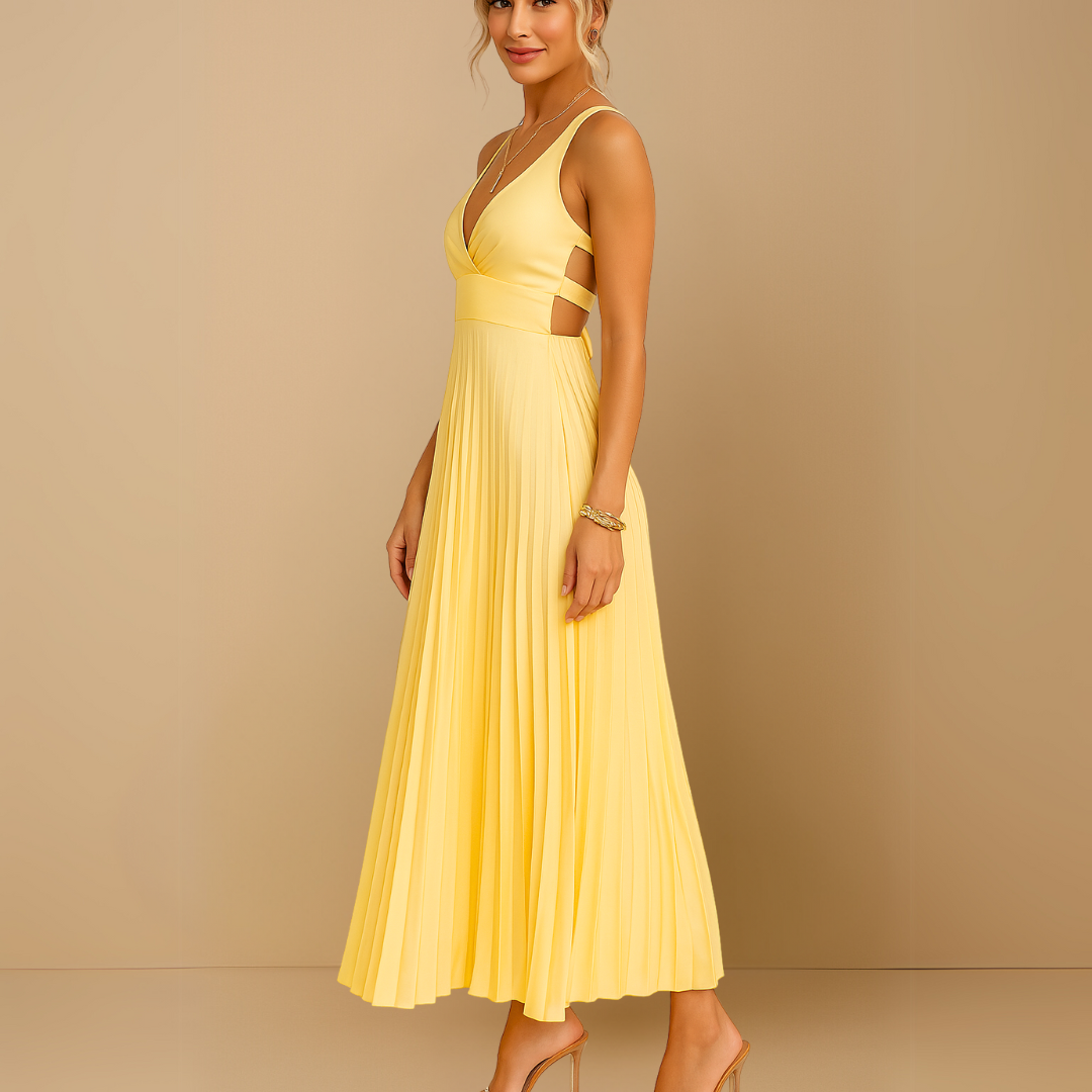 Robe midi plissée ensoleillée