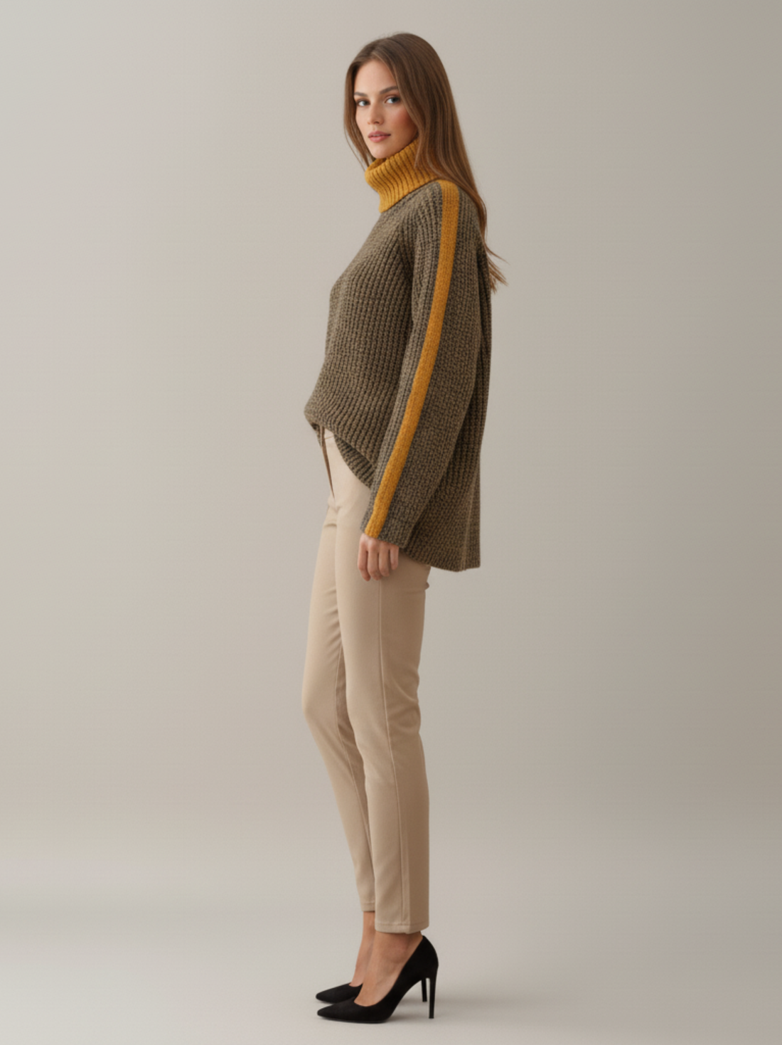 Pull à col roulé en maille texturée