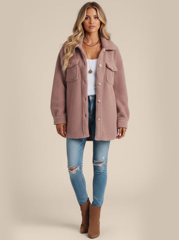 Ivory Textured Button-Up Jacket