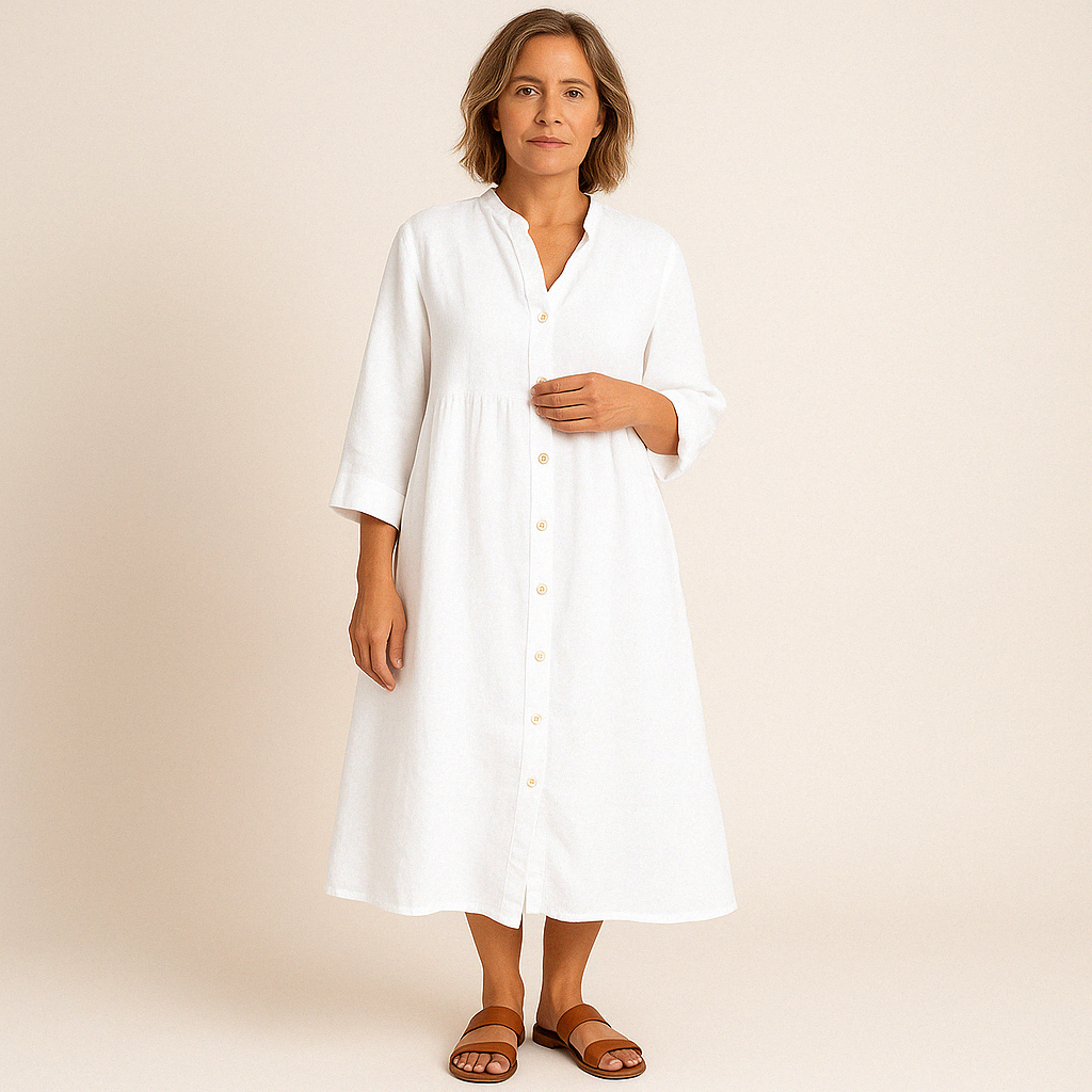 Rochie-cămașă din bumbac și in
