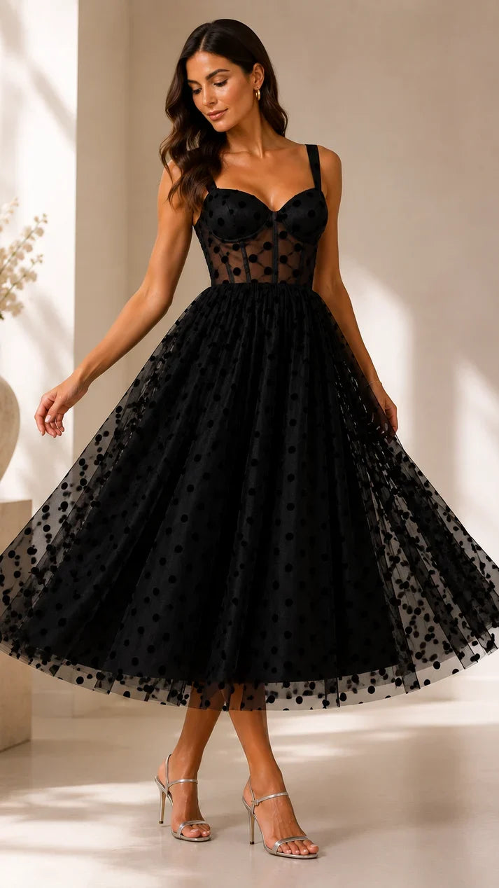 Rochia Midnight Dots din tul