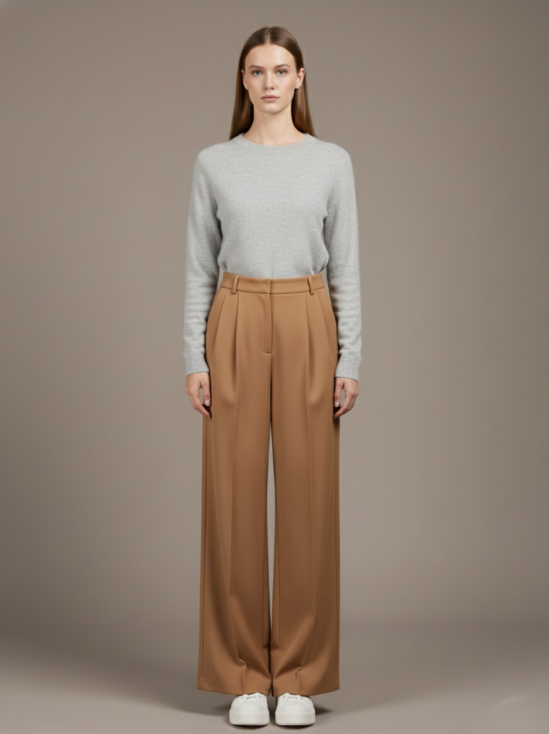 Pantalon large taille haute de tailleur
