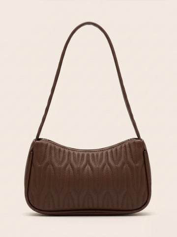 Quilted Shoulder Baguette Bag