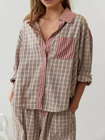 Set Pijamale compus din Cămașă cu Mânecă Lungă și Pantaloni cu Șnur