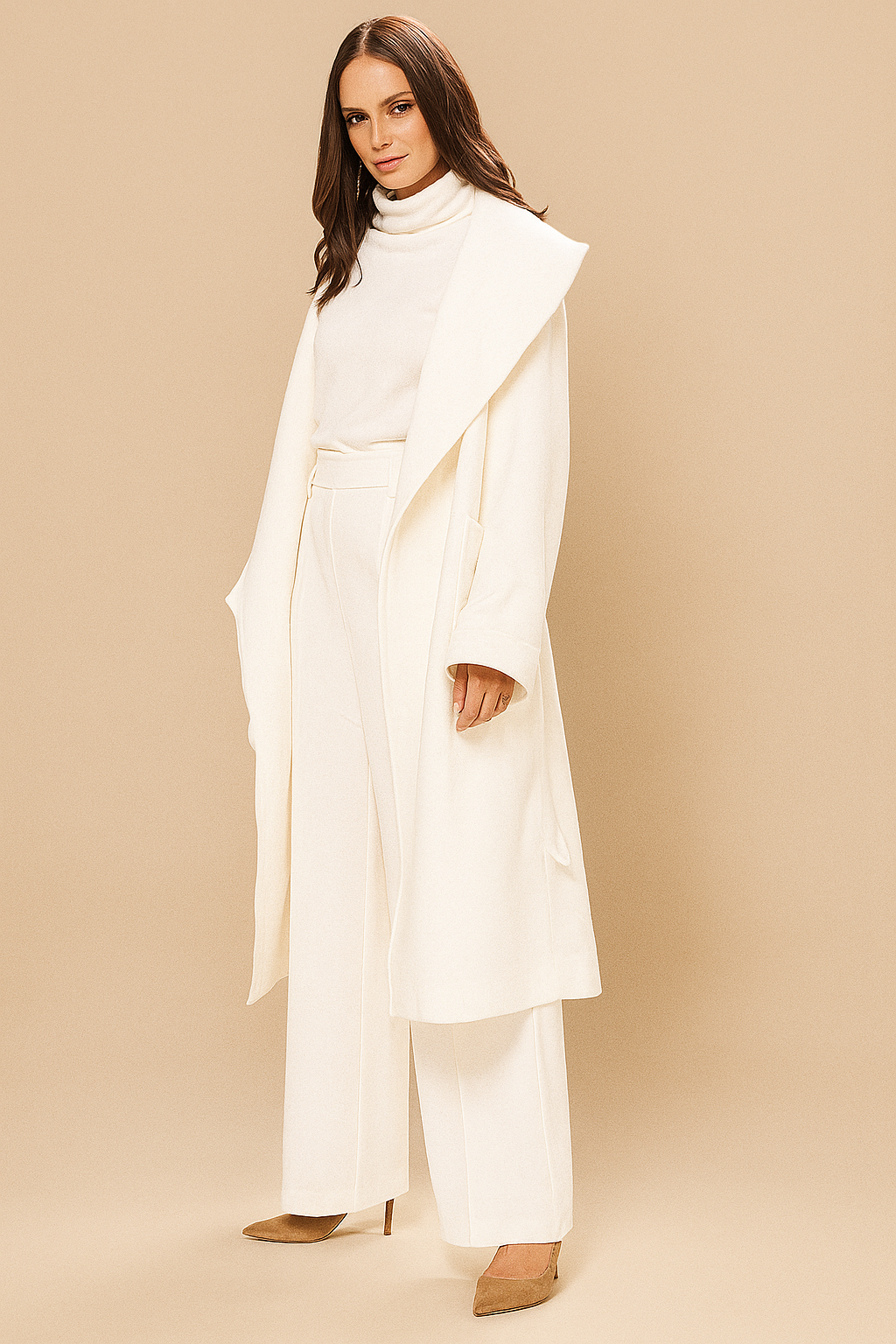 Maddy Weißer Longline-Mantel