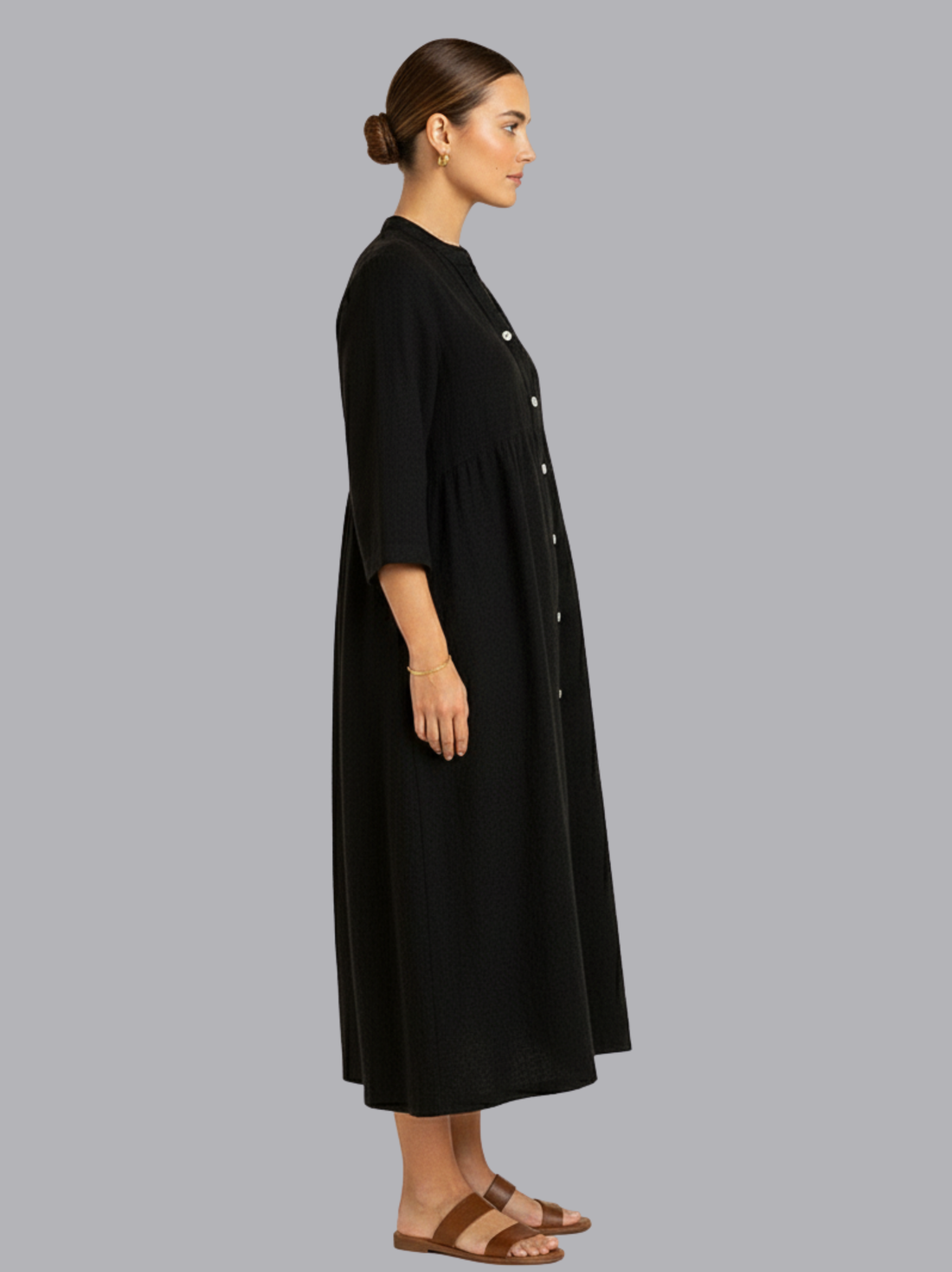 Robe chemise en coton et lin
