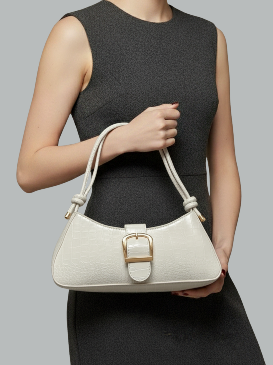 Sac à bandoulière à boucle effet croco