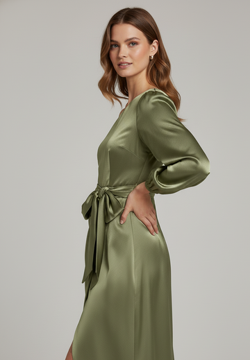 One-Shoulder-Satin-Kleid zum Binden