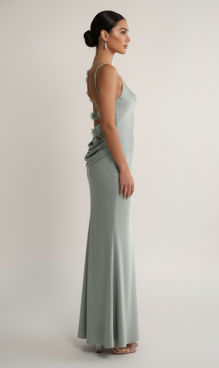 Robe longue à col bénitier