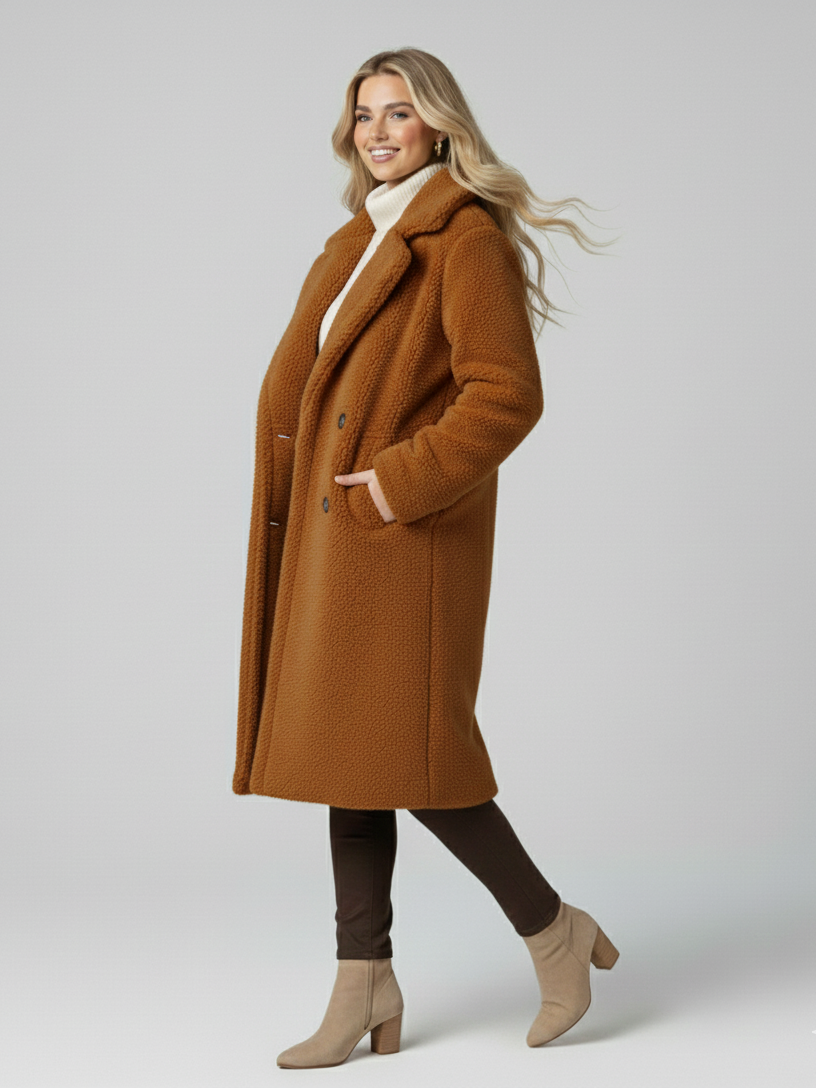 Manteau Long Elara Luxe en Laine d'Agneau