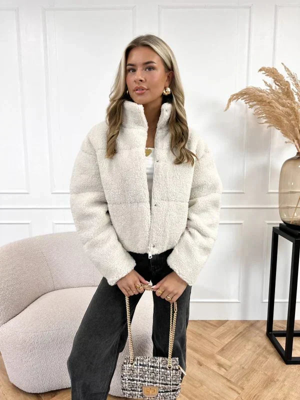 Fleece-Stehkragenjacke mit Reißverschluss
