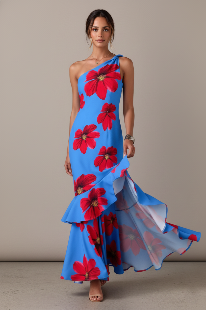 Rochie maxi Bloom cu un umăr