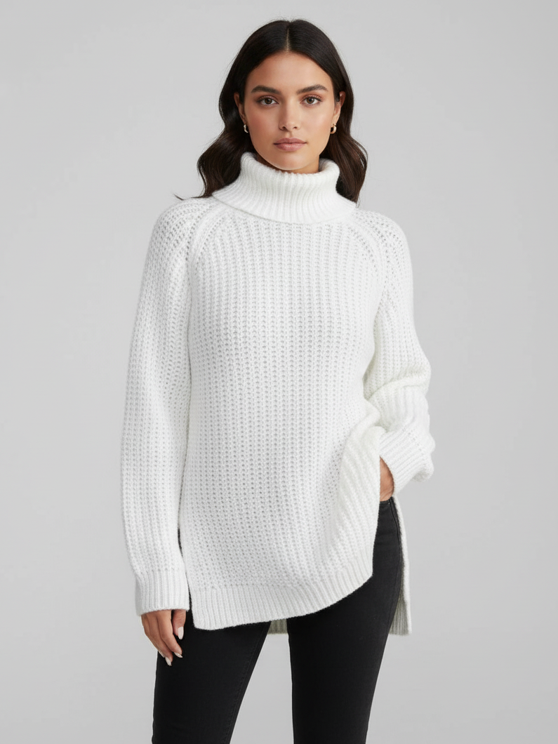 Pull-over en tricot à col roulé oversize
