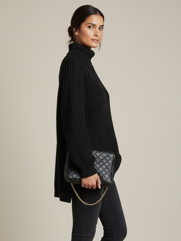 Oversize-Strickpullover mit Rollkragen