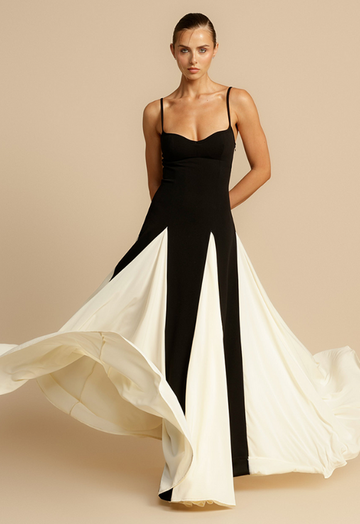 Rochie Maxi A-Line cu petice tip Colorblock