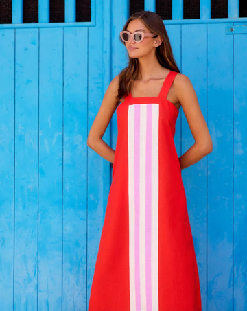 Rochie de vară din bumbac în dungi