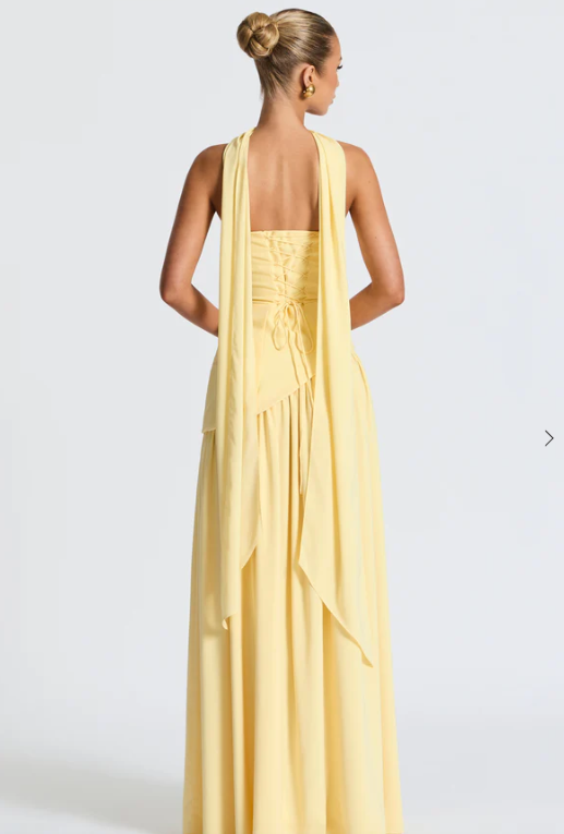 Zitronengelbes Chiffon Maxikleid