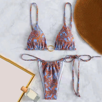 Costum de baie bikini cu imprimeu paisley
