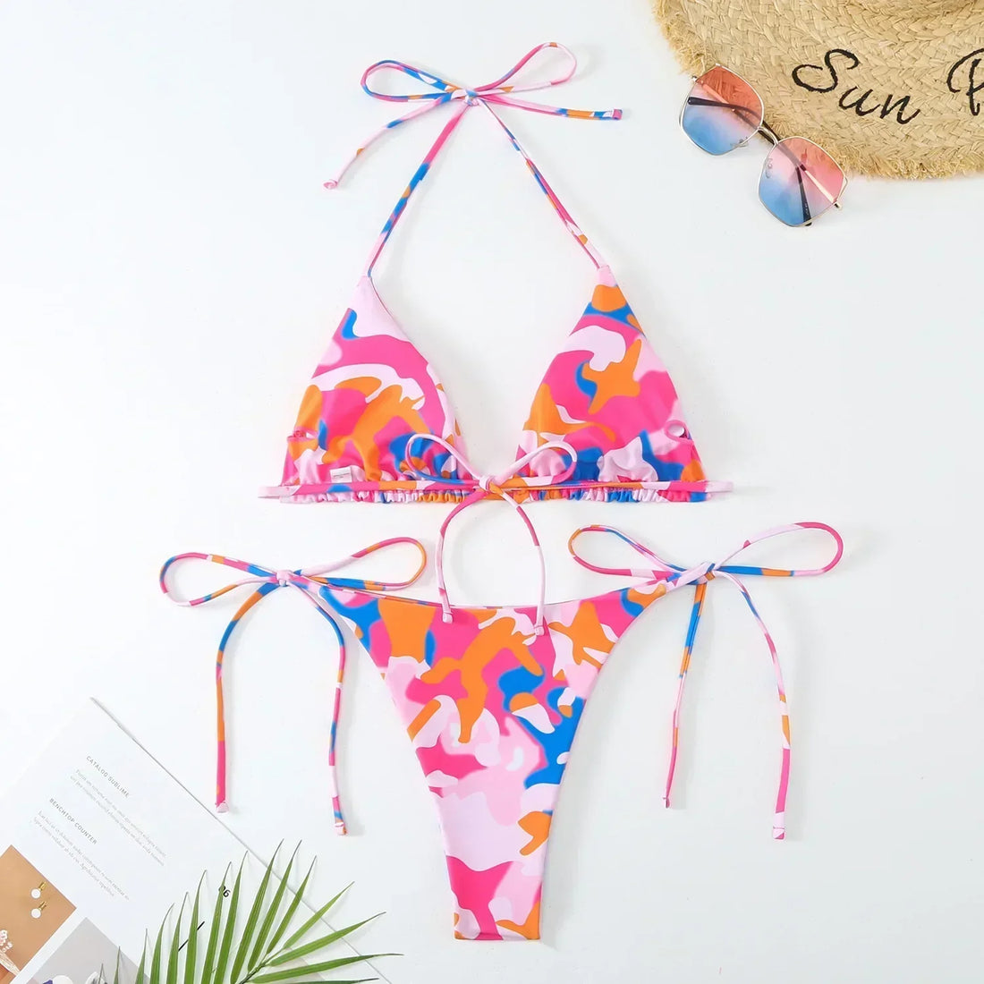 Set de bikini camuflaj colorat