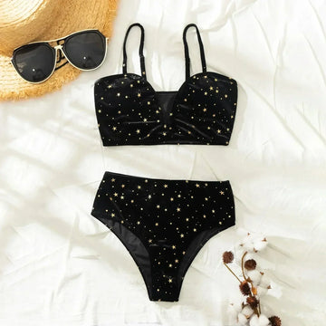 Traje de baño de dos piezas de terciopelo negro