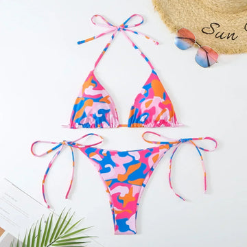 Set de bikini camuflaj colorat