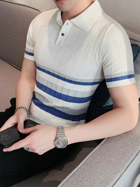 Tricou polo casual cu dungi Ethan