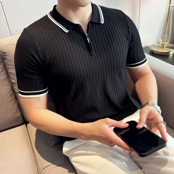Tricou polo Daniel cu fermoar