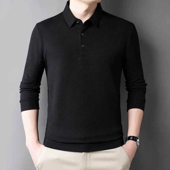 Liam Waffle Langarm-Poloshirt