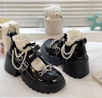Pantofi Lolita cu toc gros
