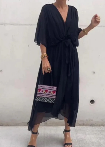 Rochie de vară elegantă Amanda cu mâneci liliac