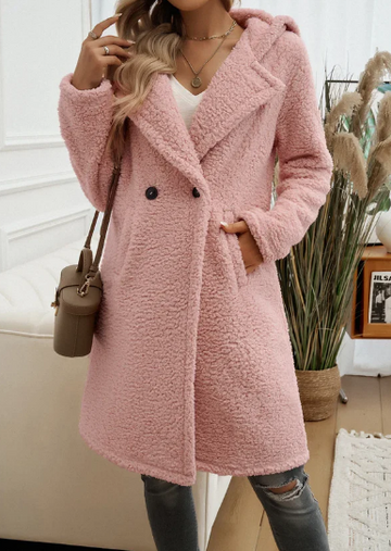 Hooded Teddy Double-Breasted Coat
