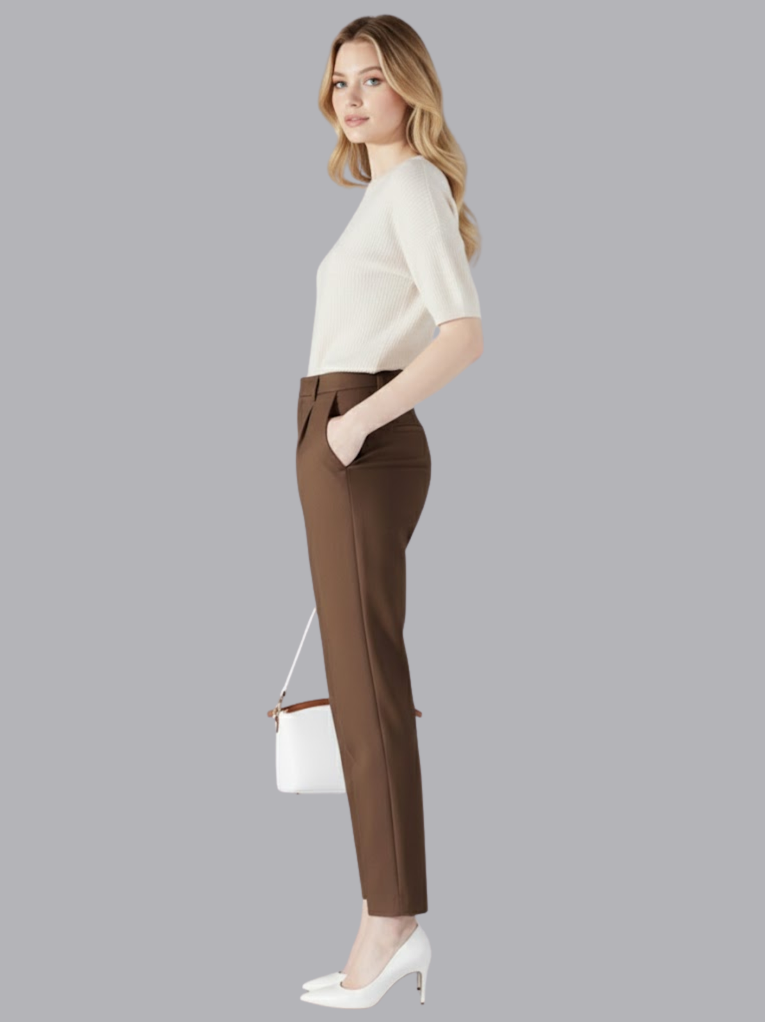 Pantalon plissé à taille haute