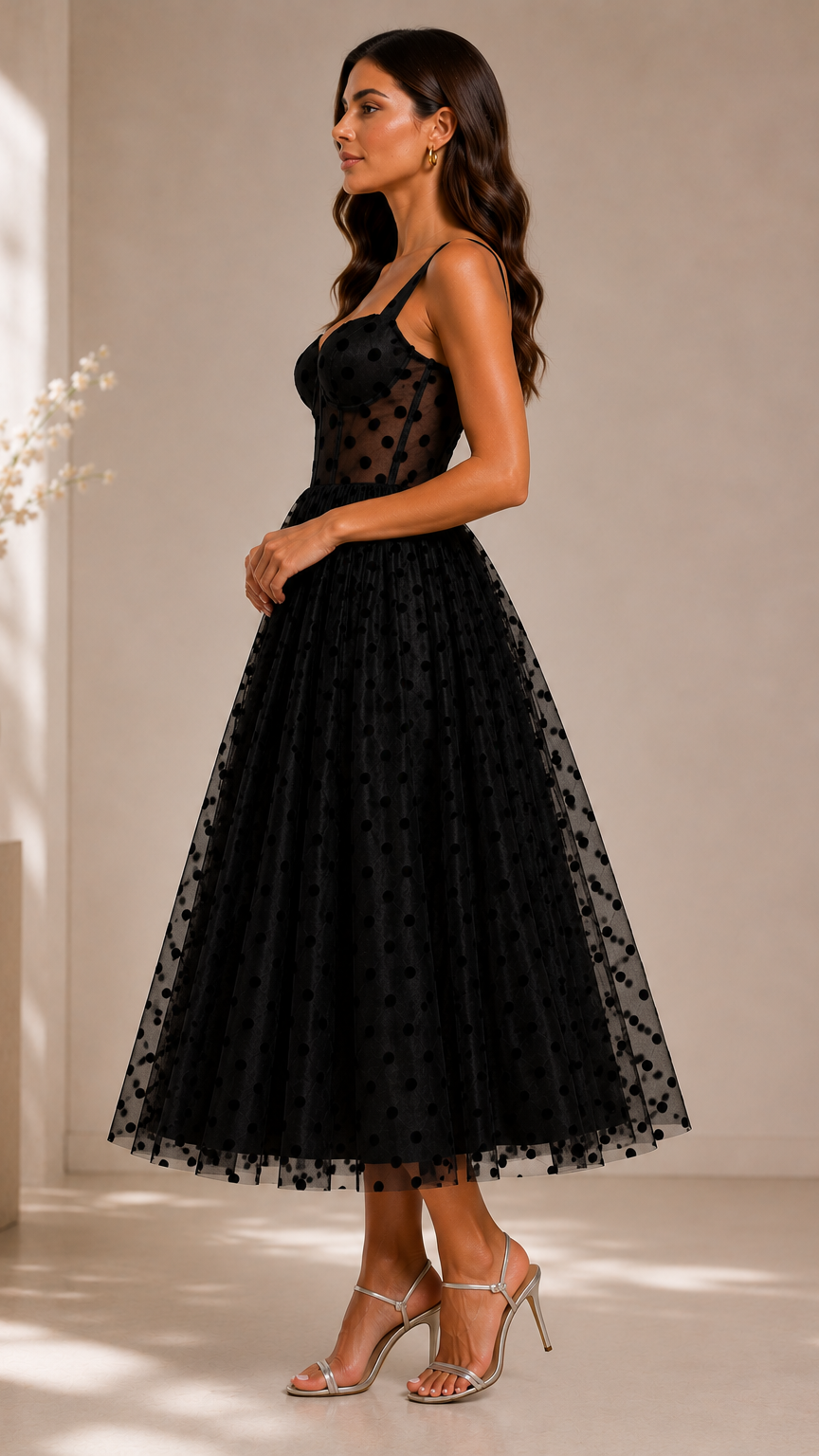O Vestido de Tule Poá Meia-Noite