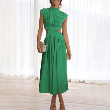Rochie midi plisată cu decupaje și pliuri drapate
